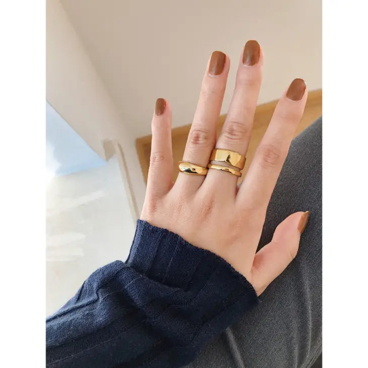 18K Gold Chunky Double Band Ring